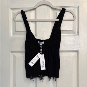 525 America Black Ribbed Sweater Crop Tank Top